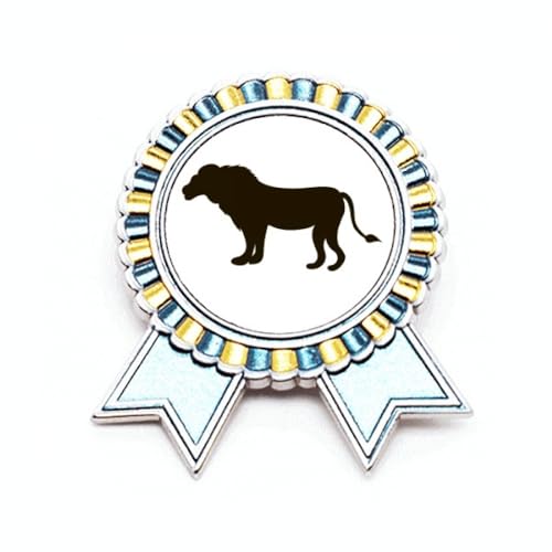 Broche lion noir médaille de prix en métal M idée cadeau symbolique et élégant
