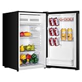 Avanti Mini Fridge Compact Refrigerator for Home Office or Dorm with Reversible Door, Chiller Compartment, Adjustable Slide-out Shelves with Temperature Control and Manual Defrost, 4.4-Cu.Ft., Black