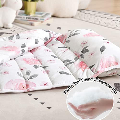Phf Floral Toddler Nap Mat Set, With Removable Pillow For Toddler Girls, Soft And Lightweight For Daycare, Preschool, Travel, Kindergarten Sleeping Bag, Fits Ages 3-6 Years, Floral #TOP3