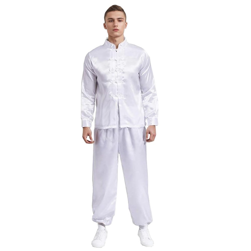 KKmeterMens Martial Arts Suit Chinese Traditional Tang Suit Long Sleeve Yoga Top with pants Clothes Outfit