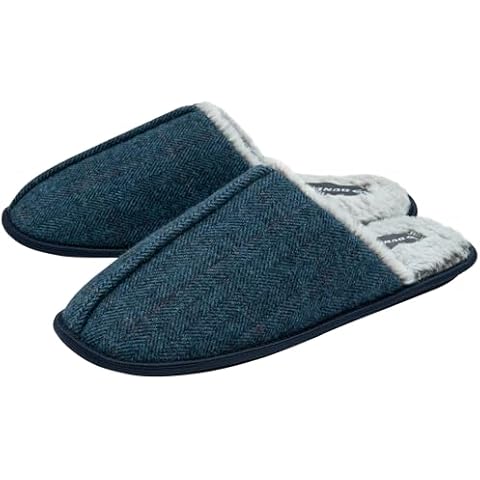 DUNLOP Herringbone Mule Slippers - Navy UK 10 Cover