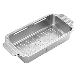 Over The Sink Colander – Collapsiible Colander – Over The Sink Strainer | Adjustable Kitchen Sinks Drying Rack | Draining Strainers Stopper Basket Colanders For Washing Food Home Bathroom Counter