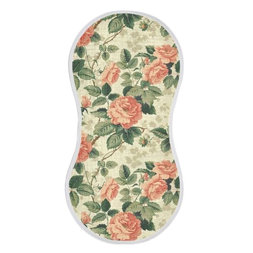 xigua Vintage Floral Baby Burp Cloths for Newborn Boys and Girls 1 Pack, Soft & Absorbent Cotton Baby Burp Cloth, Baby Washcloths, Newborn Towel, Burp Rags