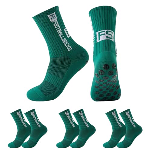 WoRuyKot 3 Paar Fußball Socken, fussball socken, Grip-Socken, Unisex Socks für Fussball Basketball Handball Tennis Laufen (DE/NL/SE/PL, Numerisch, 38, 46, Regular, Regular, Grasgrün)