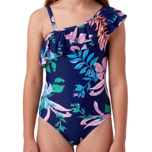 Image of Kanu Surf Girls Morgan Floral Ruffle 1-Shoulder 1-piece Swimsuit