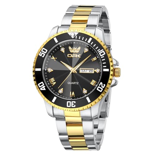 Image of OPK Watches for Men Diamond Roman Analog Mens Watches Waterproof Large Stainless Steel Men Wrist Watch Business Father Gift Watch Blue