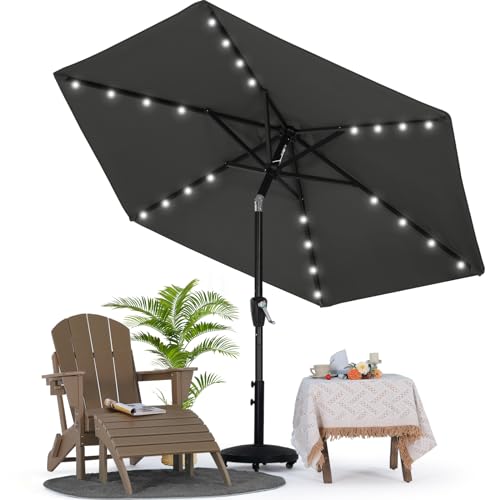 MASTERCANOPY Patio Umbrella with Solar LED Lights(2.3M Deep Gray)