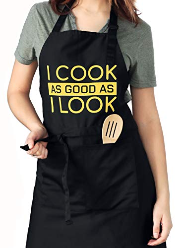 MANOOVA Bib Funny Adjustable Apron for Men and Women with Pockets for Grilling
