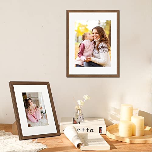 Hoture Photo Frame Set Of 5, Display Pictures With Pad Or Without Pad, Suitable For Hanging Wall Gallery Photo Frame (8X10, Brown Woodgrain) #TOP6