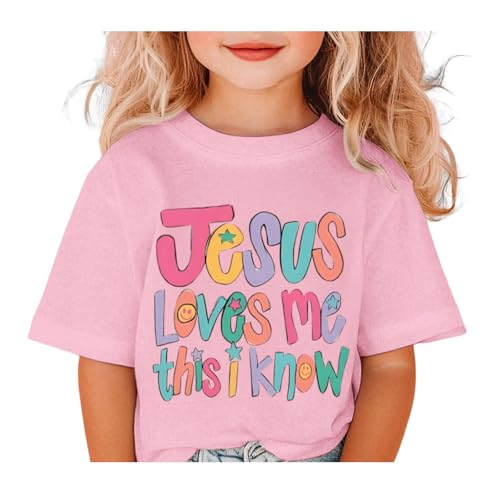 Image of BINTEHGS Jesus Shirts for Kids Christian Graphic Tees for Girls Religious God Tshirts Inspirational Bible Verse Cute T-Shirts