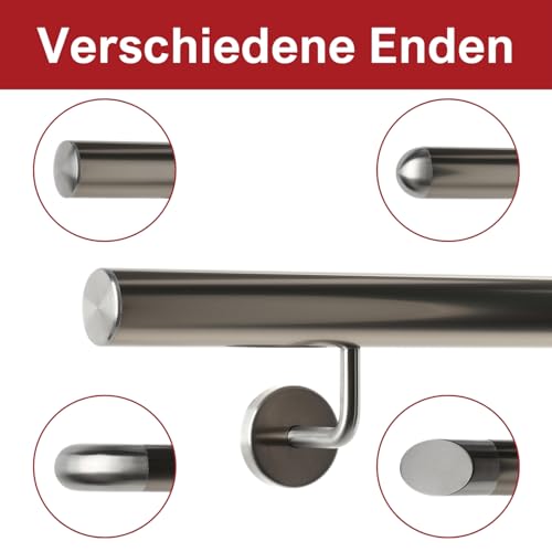 Main courante escalier mural aluminium support coudé acier inoxydable - 6