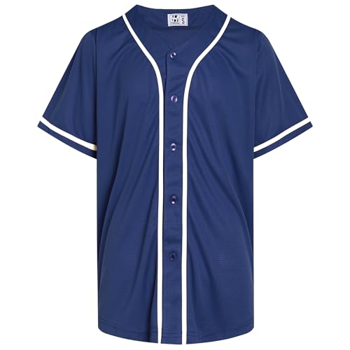 Pullonsy Plain Baseball Jerseys for Men Women Button Up Shirt