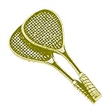 S12 - Raquetas de squash con acabado cromado dorado, talla única, Metal, Pin de peltre sólido