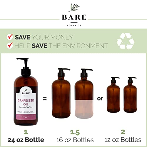 24Oz Lavender Tea Tree Sweet Almond Oil By Bare Botanics | Sweet Almond Oil For Skin & Hair | Natural Body Oil For Women & Men | Body & Face Massage Oil | 100% Pure Sweet Almond Oil Mixed With Lavender Essential Oil #TOP3