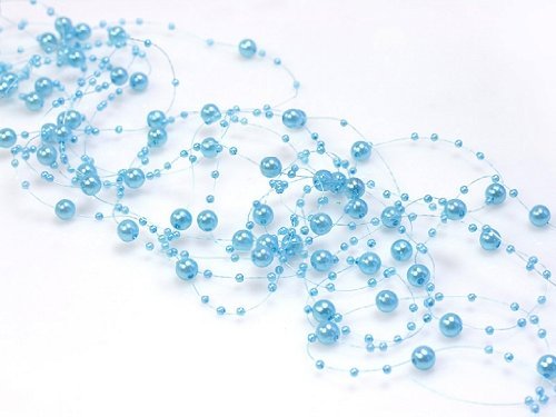 Whobabe Perlengirlande türkis hellblau 5 Stück á 1,3m Tischdeko Hochzeit Taufe Weihnachten