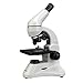 AmScope M120C-2L-PB10 Compound Monocular Microscope, WF10x and WF25x widefield eyepieces, 40x-1000x Magnification, Brightfield, Upper and Lower LED Illumination, Plain Stage, Includes Blank and Prepared Slides