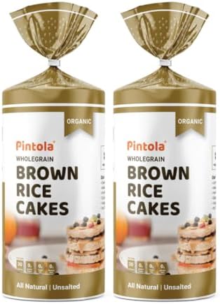 Pintola Organic Brown Rice Cake All Natural Unsalted (130g x 2) | Gluten-Free Snack | 9 Wholegrains | Low Fat | 30 Calories per Cake | Soy & Yeast Free | Healthy Snack for Weight Loss
