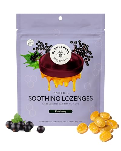 Beekeeper's Naturals Soothing Honey Elderberry Cough Drops Immune Support with Vitamin D, Zinc and...