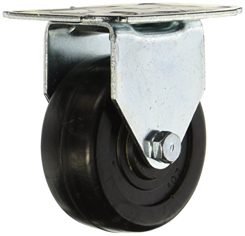 E.R. Wagner Plate Caster, Rigid, Soft Rubber Wheel, Delrin Bearing, 125 lbs Capacity, 3
