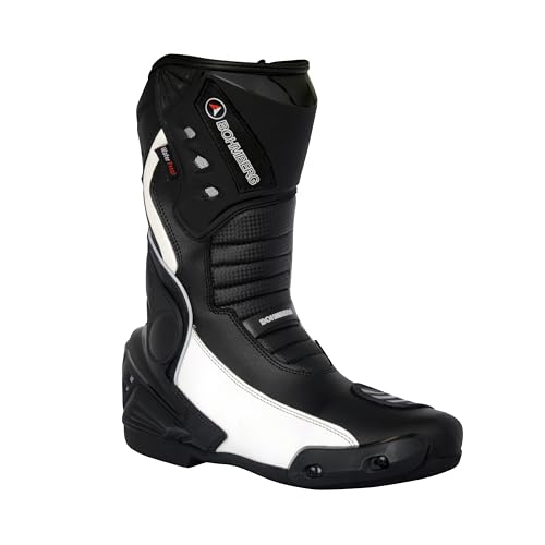 Botas de moto para hombre, deportivas, de piel, estables,protectores reforzados integrados, con protección en los tobillos, ergonómicas, botas moteras, biker, motorista - 42