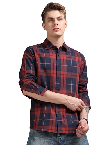 Image of StitchX Men's Full Sleeve Checkered Casual Spread Collar Cotton Shirt