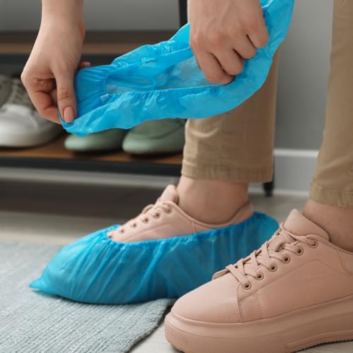 Schuhüberzieher Einweg 100 Stück Überziehschuhe Überzieher Schuhe Schuh Überzieher Einweg Schuhüberzieher Überschuhe Einweg Schuhschutz Überzieher Shoe Cover Blau