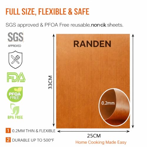 Image of RANDEN Reusable Teflon Baking & Cooking Mat - Heat Resistant, Non-Stick, Waterproof Sheet for Akki Roti, Obbattu, Chappathi, Puran Poli, BBQ & More Baking Essentials (1)