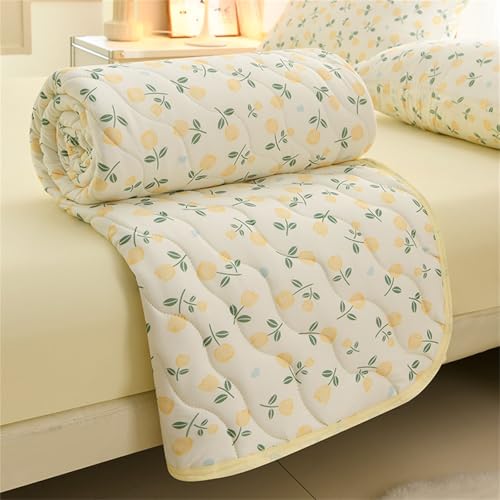Chickwin Colcha Acolchada, Colchas Acolchadas Cama 90/135/150/180, Cubrecama Verano Reversible Microfibra Suave Cómoda para Cama Individual Matrimonio (Flor de tulipán Amarillo,200x230cm)