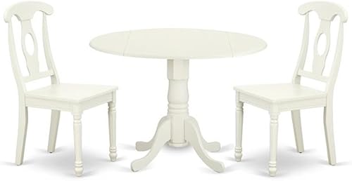 Miniatura 17 de East West Furniture DLKE5-LWH-W - Juego de muebles de comedor de 5 piezas, incluye una mesa de cocina redonda con gotas y 4 sillas de comedor, 42 x