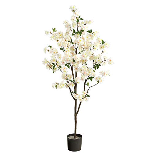 Nearly Natural 6ft. Cherry Blossom Artificial Tree, White #1