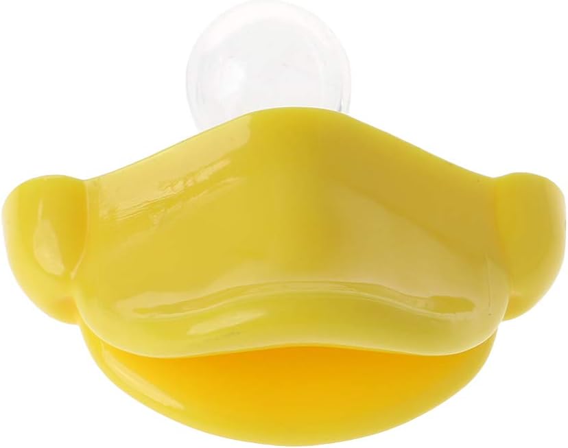 Orthodontic Silicone Pacifier Yellow with Funny Duck Nursing Nipple Cover for Boys and Girls