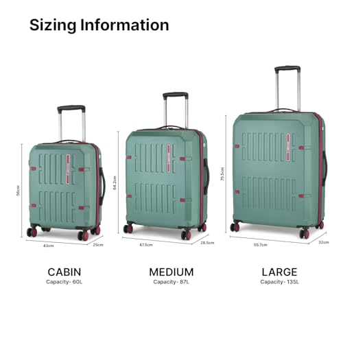 Image of uppercase Hexa Large Solid Trolley Bag with TSA Lock, Durable for Travel, RCS Certified for Sustainability, Anti-Theft Zippers and Double Wheels, Suitcase for Men & Women
