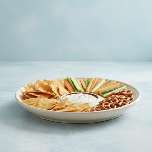 Image of BLACKCARROT Ceramic Serving Platter with Dip Section | 10.8 Inch