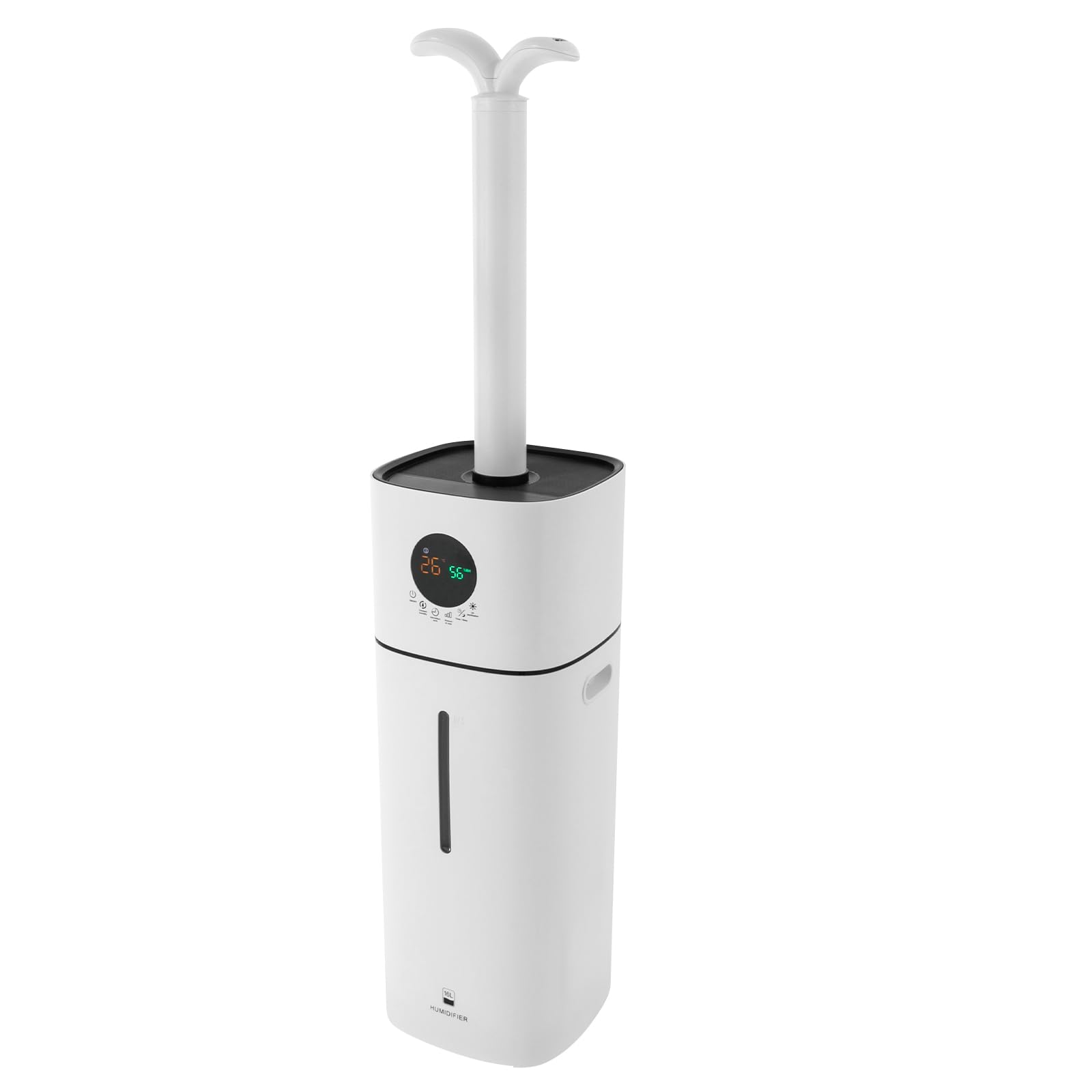 Grande umidificatore con imbottitura superiore, umidificatore per bagno, camera da letto, soggiorno, cucina, palestra, bianco, 22,5 x 22 x 59,8 cm