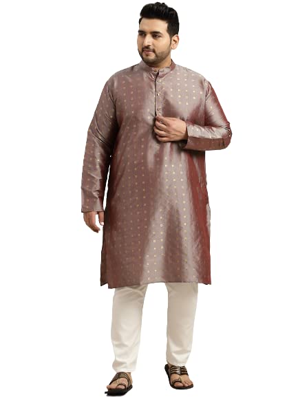 Image of SOJANYA (Since 1958, Men's Silk Blend Grey Kurta Pyjama & Silk Blend Jacket Combo