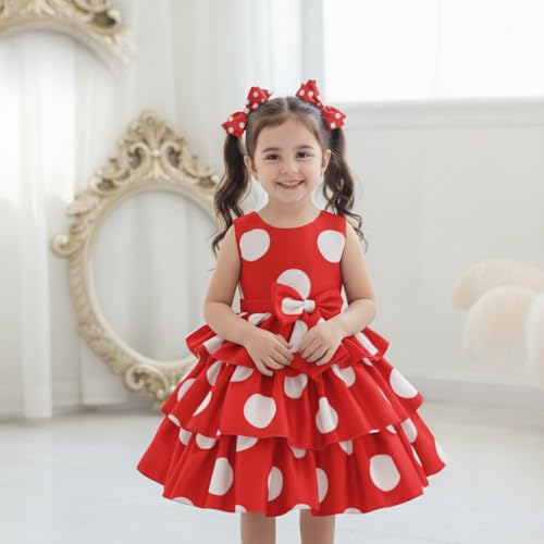 Image of Buy & Try Girl's Satin Printed Knee Length Sleeve Less Short Frock Dress.