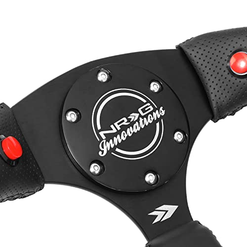 Nrg Innovations Rst-023D-R 2" Deep Dish 3-Spoke Suede Wrapped 350Mm Steering Wheel,6X70Mm Bolt Pattern,Matte Black #TOP1