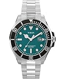 Timex Men's Deep Water 43mm Watch - Stainless Steel Bracelet Green Dial Silver-Tone Case