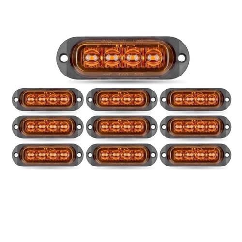 Turn Signal Light 10pcs Mark Led Lights Side Marker Indicator Signal Lamp for Car Truck Trailer Bus Pickup RV Lorry Van Camper Indicator Light(10x 4Leds Yellow)