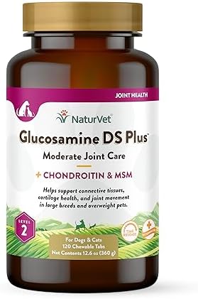 Joint Care Supplement For Dogs, Support Joint Health with Glucosamine, MSM and Chondroitin, Chewable Tablets, Made by NaturVet, 120 Count (Pack of 1)