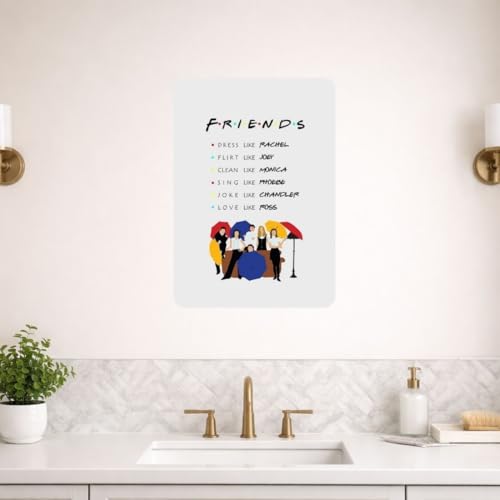 Image of Zesta Bathroom Decor Items Washroom Decor Tin Sign | Aesthetic Posters Wall Poster for Bedroom | Magnetic Cafe Decoration Items / Restaurant Decorations Items | Quirky Home Decor Bar Accent (Friends (2))
