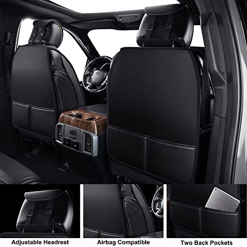 Lingvido Pickup Seats Covers Compatible With Ford F-150 2009-2022 Xl Xlt Lariat King Ranch Platinum Tremor Truck Faux Leather Cushion Compatible With Ford F150 Crew Cab(Black,5 Sets Full Seat) #TOP3