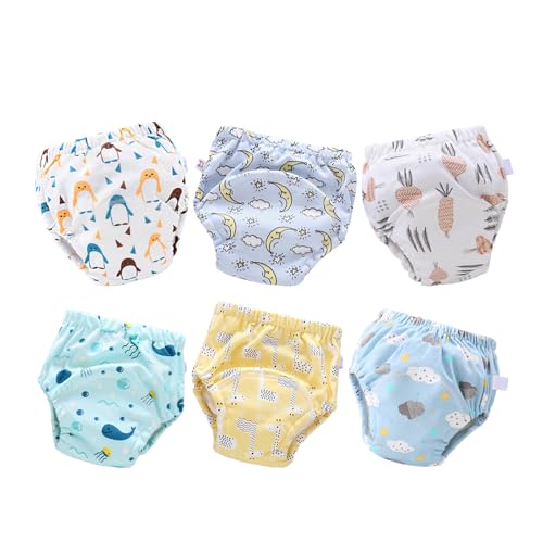 Culotte d'apprentissage lavable en coton : lot de 6 réutilisables pour garçon et fille