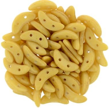 24 pcs CzechMates Crescent 2-hole Slim Glass Beads 3 x 10 mm OPAque Spicy Mustard