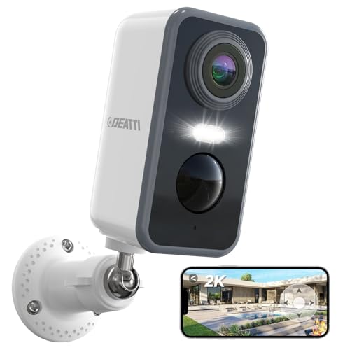 DEATTI Überwachungskamera Aussen Akku, 2K Kamera Überwachung Kabellos WLAN Außen/Innen, IP Kamera Outdoor mit PIR Bewegungsmelder, 2-Wege-Audio, Farbnachtsicht, IP66 Wasserdicht, Cloud/SD Storage