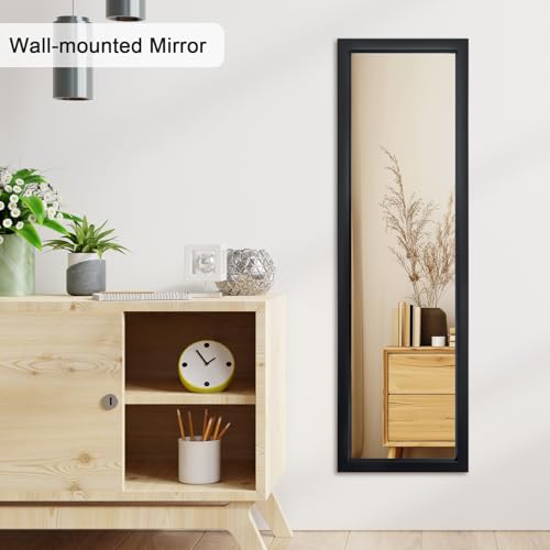 CROWNSHOP Full Length Mirror 110x33cm - Over The Door Mirror with Adjustable Hooks | Wall Mounted Large HD Tempered Glass Full Body Mirrors for Bedroom, Bathroom, Wardrobe (Black) - Cosy Home Interiors CROWNSHOP Full Length Mirror 110x33cm - Over The Door Mirror with Adjustable Hooks | Wall Mounted Large HD Tempered Glass Full Body Mirrors for Bedroom, Bathroom, Wardrobe (Black) - Image 4