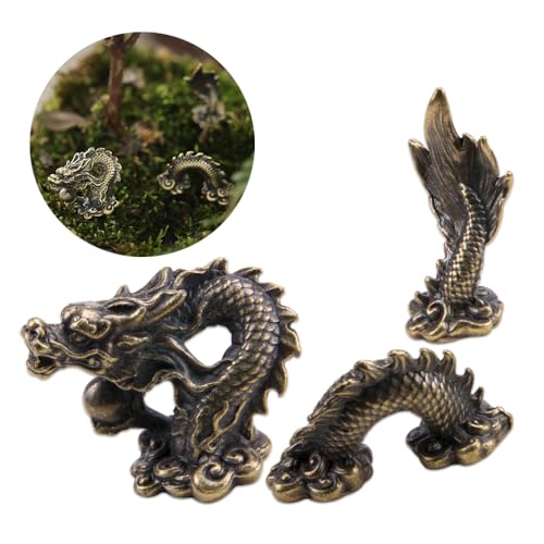 WSDMAVIS 1Set Exquisite Metal Mini Dragon Statue Tiny Dragon Sculpture for Bonsai Micro Landscape...