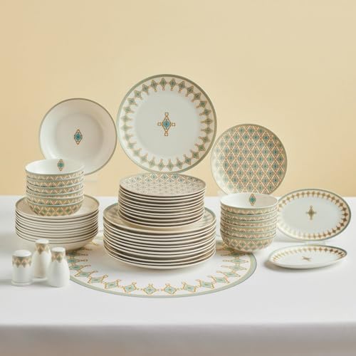 Karaca Forever Bone Dorothy 53-tlg Tafelservice für 12 Personen, Neue...