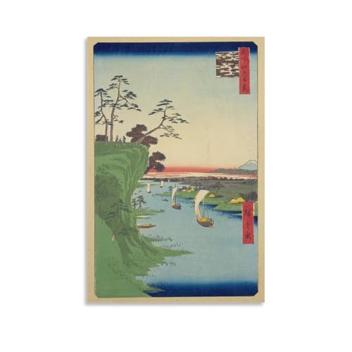 歌川広重 ポスター 名所江戸百景 グッズ 浮世絵 ホーム装飾 パネル 壁アート 現代壁掛け 絵画 版画 芸術作品 インテリア12x18inch(30x45cm)