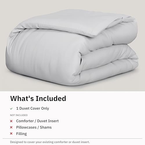 Image of California Design Den Full /Queen Bed Duvet Cover Only - 400 Thread Count, 100% Cotton Sateen, Soft Duvet Cover Queen Size Cotton, Button Closures, Corner Ties, Durable Bedding - Silver